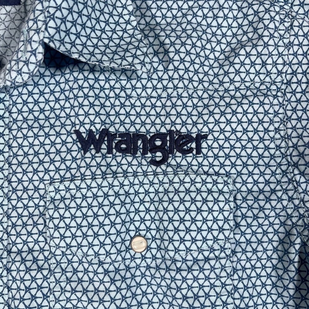 Wrangler Shirt Youth Boys XL Western Cowboy Embroidered Logo Pearl Snap - Picture 2 of 14